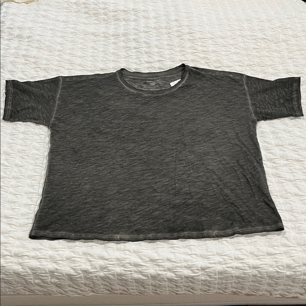 Eileen Fisher Grove Organic Cotton Hazy Slub Crew Neck Boxy Tee XS NWT